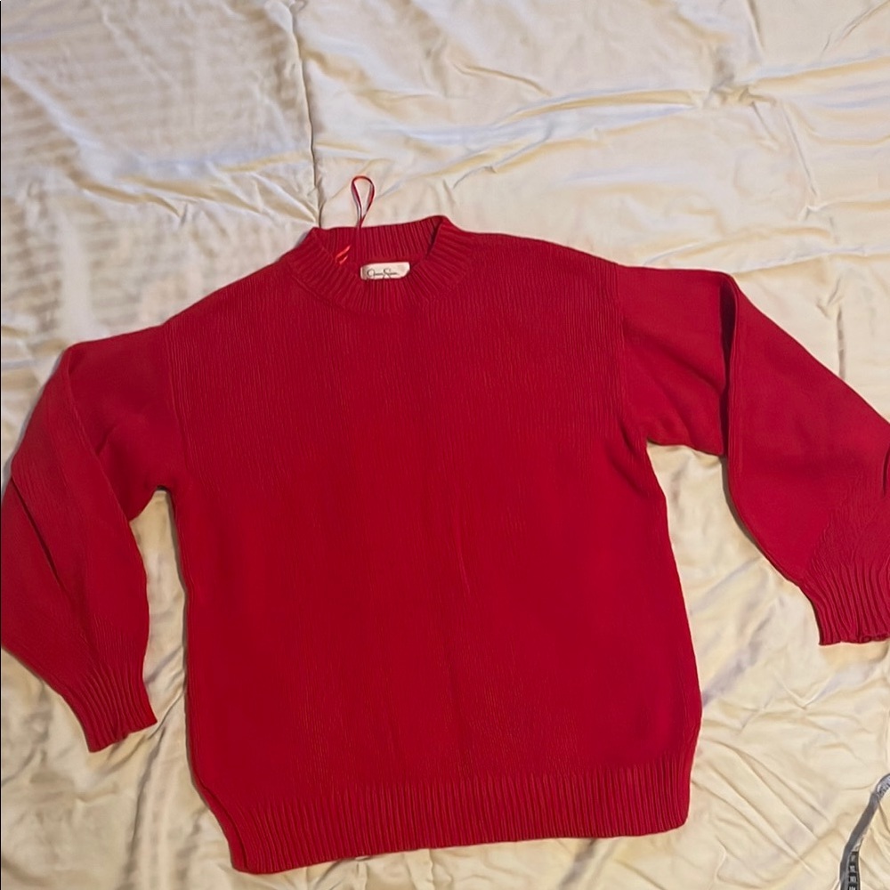 Red Crewneck Knit Sweater, Size S